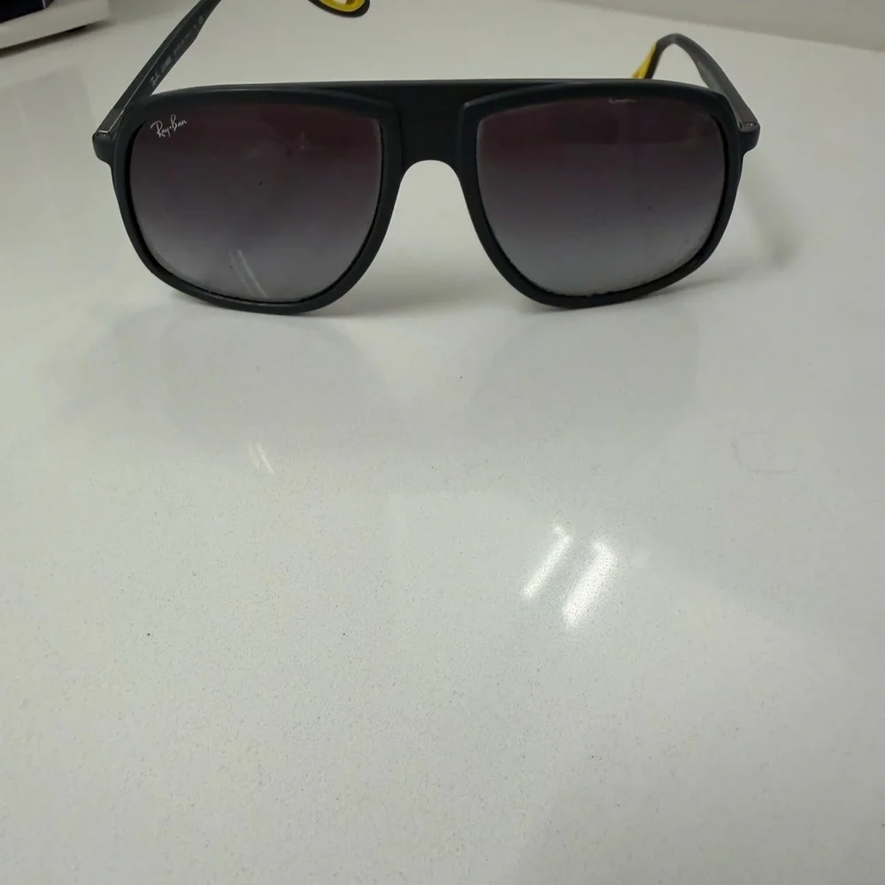 Ray-Ban x Ferrari Black Sunglasses Yellow Temple Tips Unisex